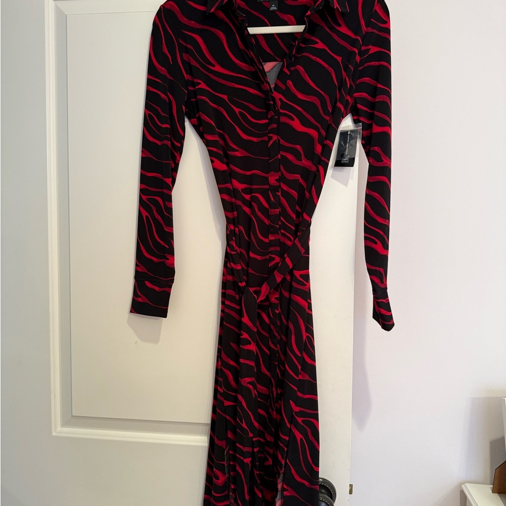 INC International Concepts Red & Black Long Sleeve Dress - NWT!